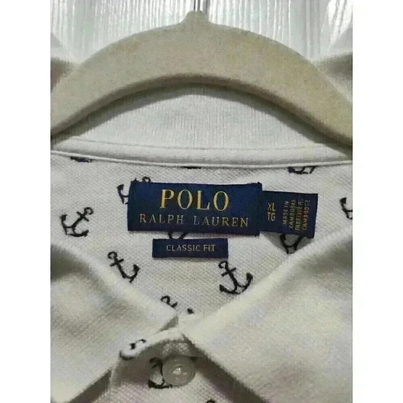 Polo Ralph Lauren Mens XLARGE white all over anchor print EUC - Picture 4 of 5